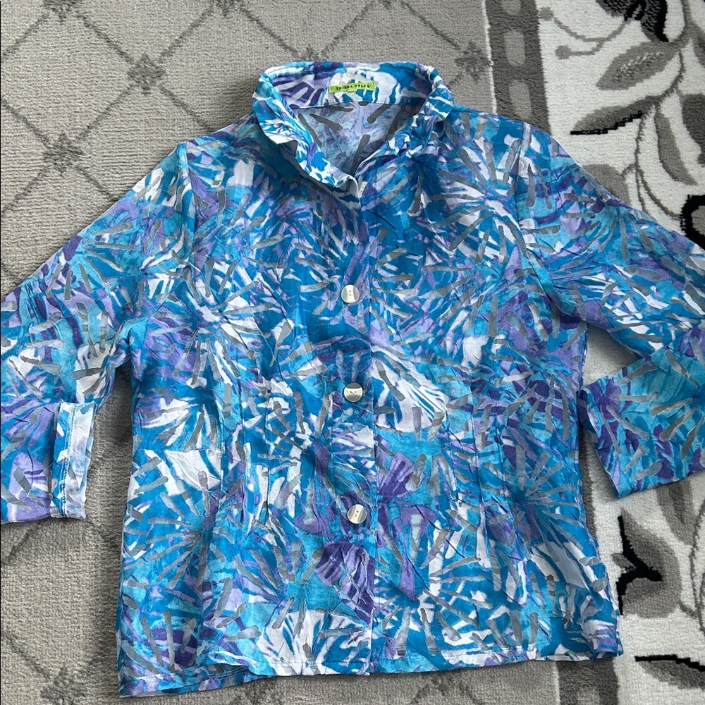 Vibrant Blue and Purple Women's Blouse